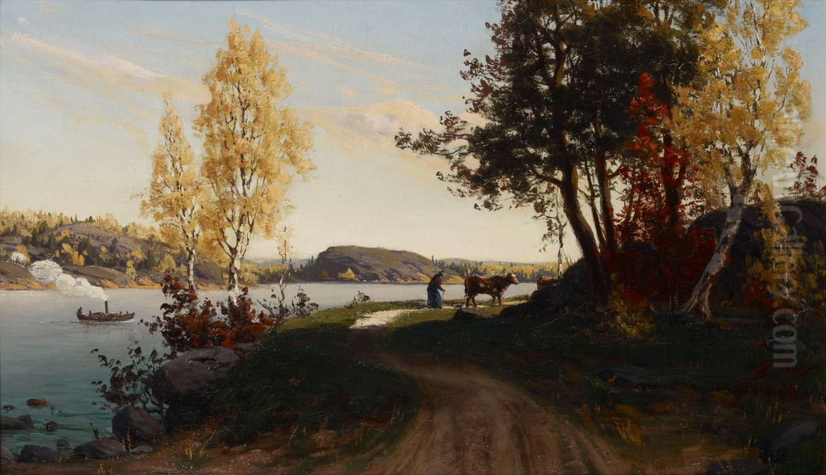 Autumn Landscape Oil Painting by Fanny Churberg