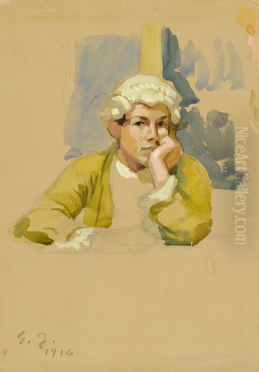 Rokokoopukuinen nuorukainen, harjoitelma maalaukseen Aurora-seura Oil Painting by Eero Jarnefelt