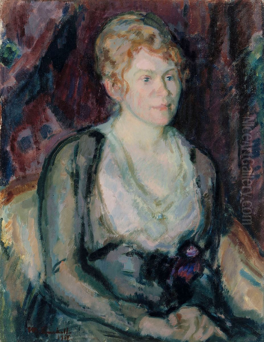 Portrait of Mrs. Agda Vilen Oil Painting by Magnus Enckell