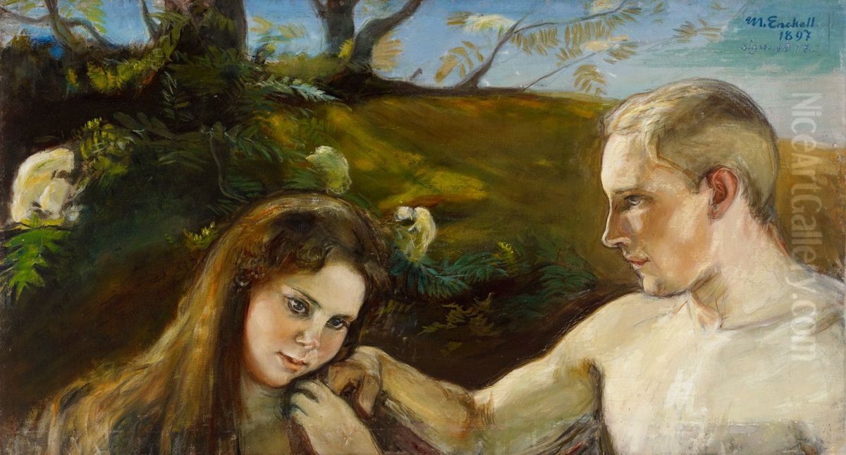 Aatami ja Eeva Oil Painting by Magnus Enckell
