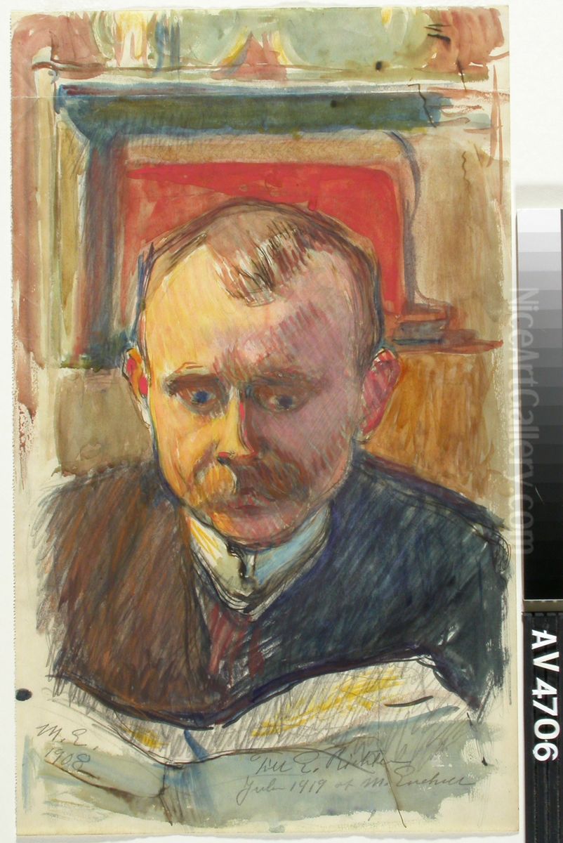 Portratt av Edvard Richter Oil Painting by Magnus Enckell