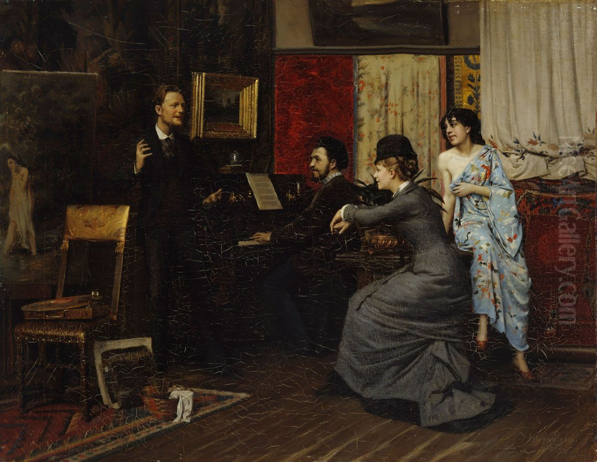 Kamarimusiikkia Oil Painting by Gunnar Berndtson