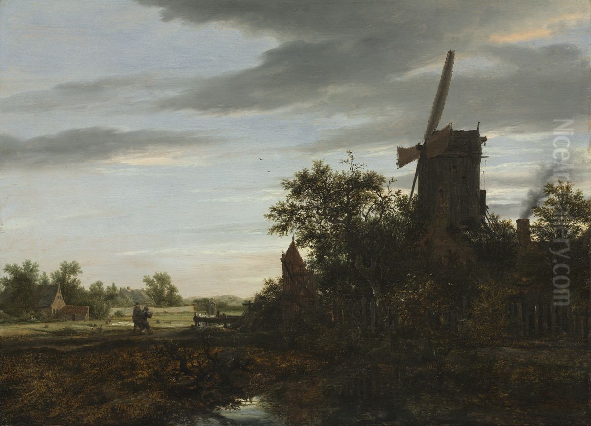 Landscape with a Windmill Oil Painting by Jacob Van Ruisdael