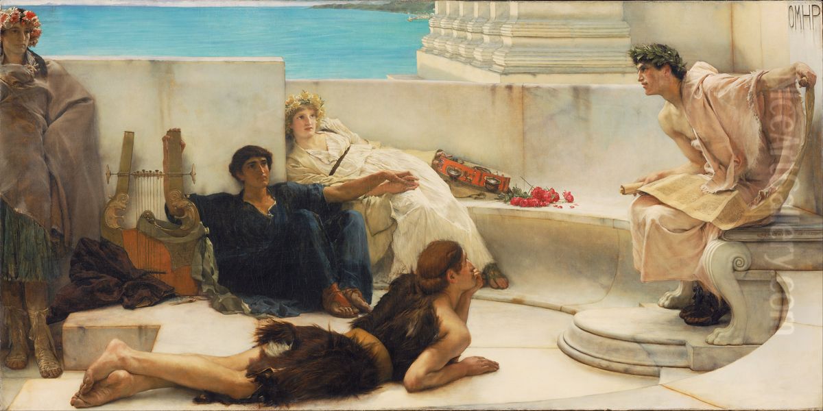 A Reading from Homer Oil Painting by Lawrence Alma-Tadema