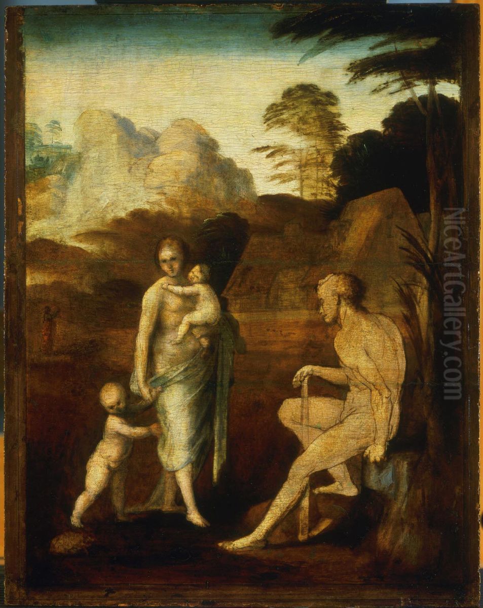 Adam and Eve with Cain and Abel Oil Painting by Fra Bartolomeo