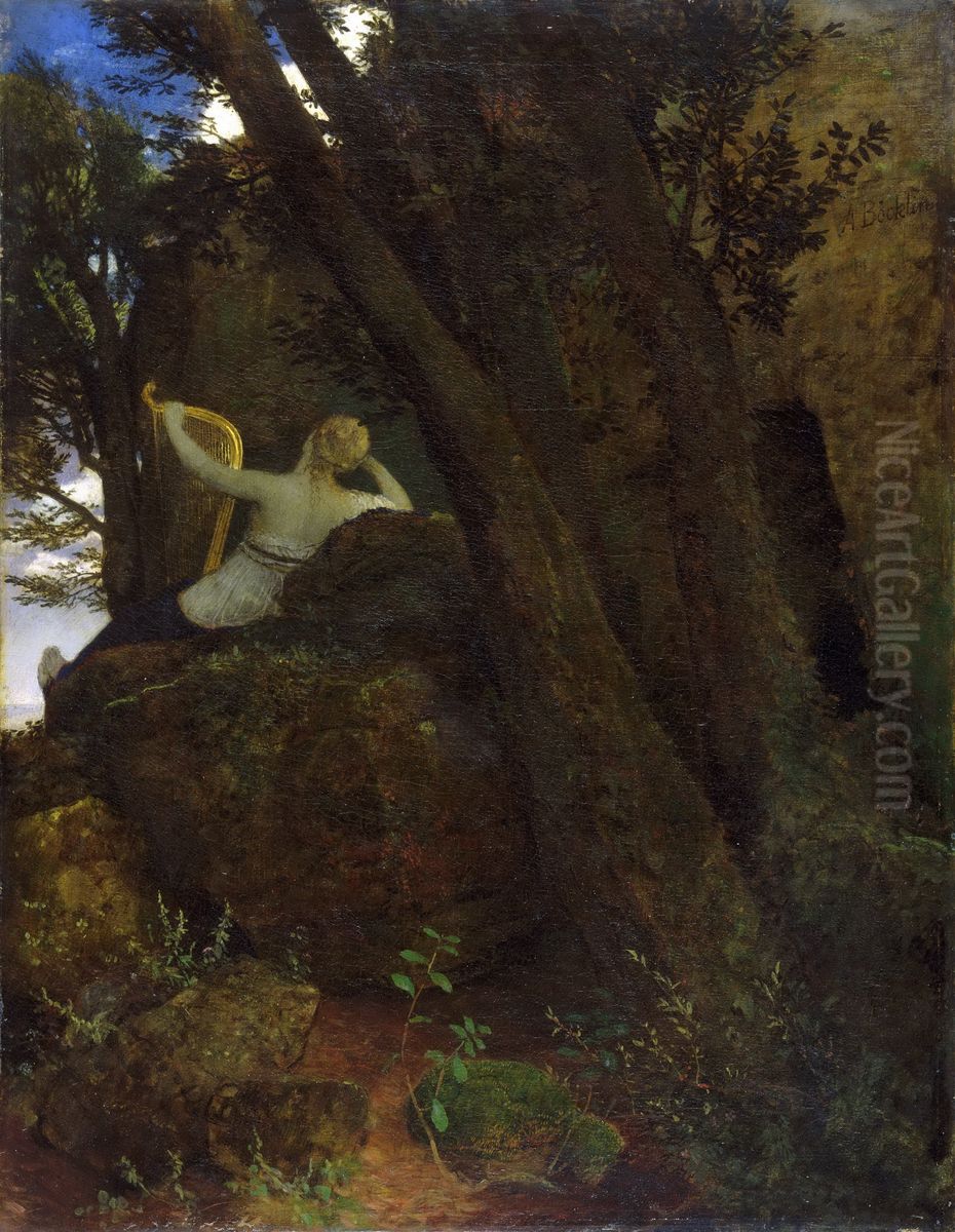 Sappho Oil Painting by Arnold Bocklin