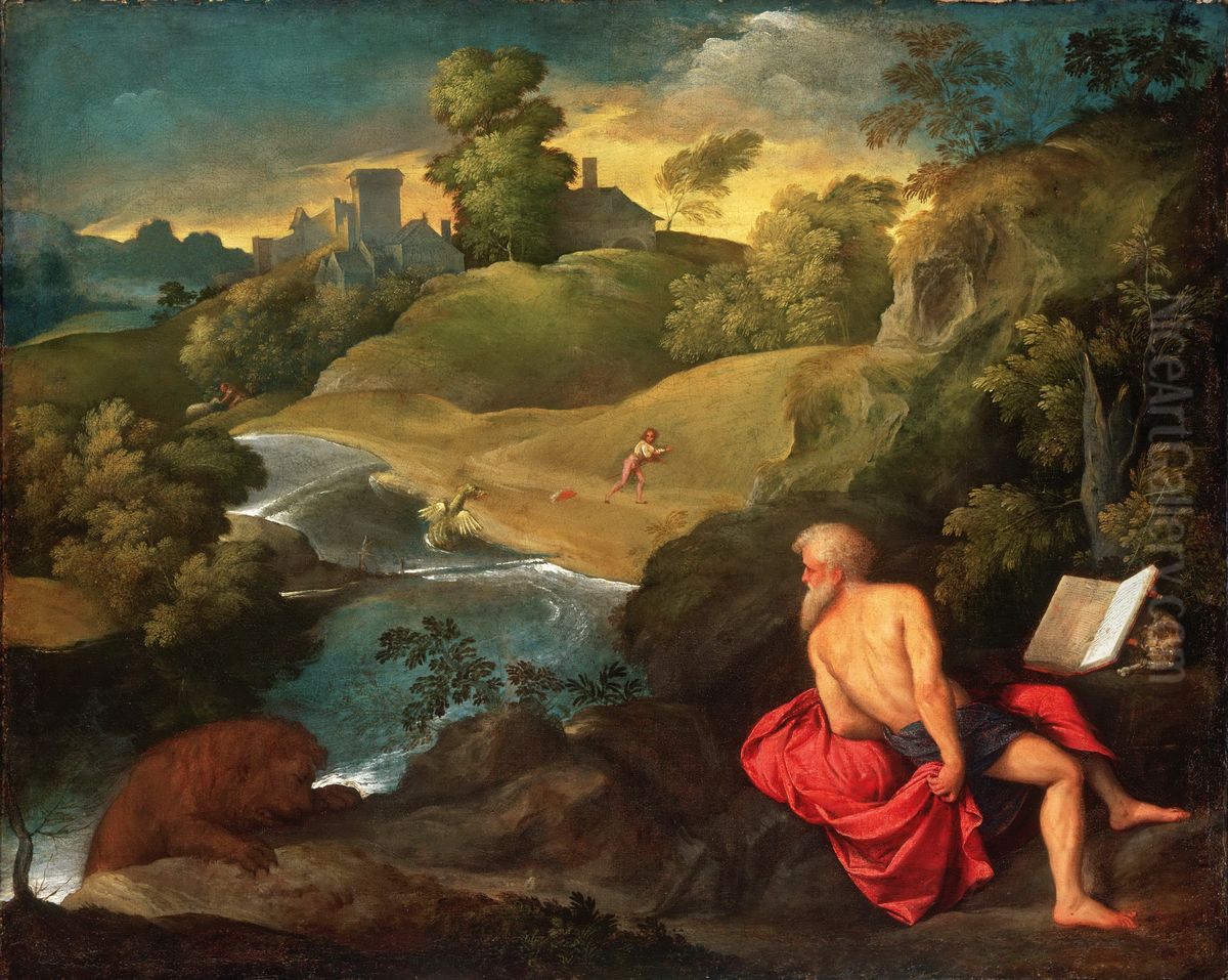 Saint Jerome in the Wilderness Oil Painting by Paris Bordone