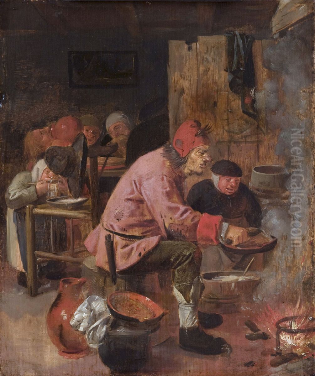 The Pancake Baker Oil Painting by Adriaen Brouwer