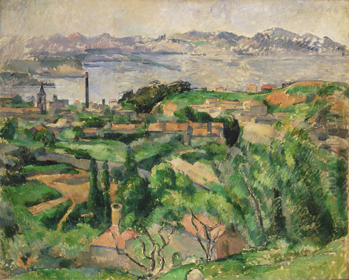 View of the Bay of Marseille with the Village of Saint-Henri Oil Painting by Paul Cezanne