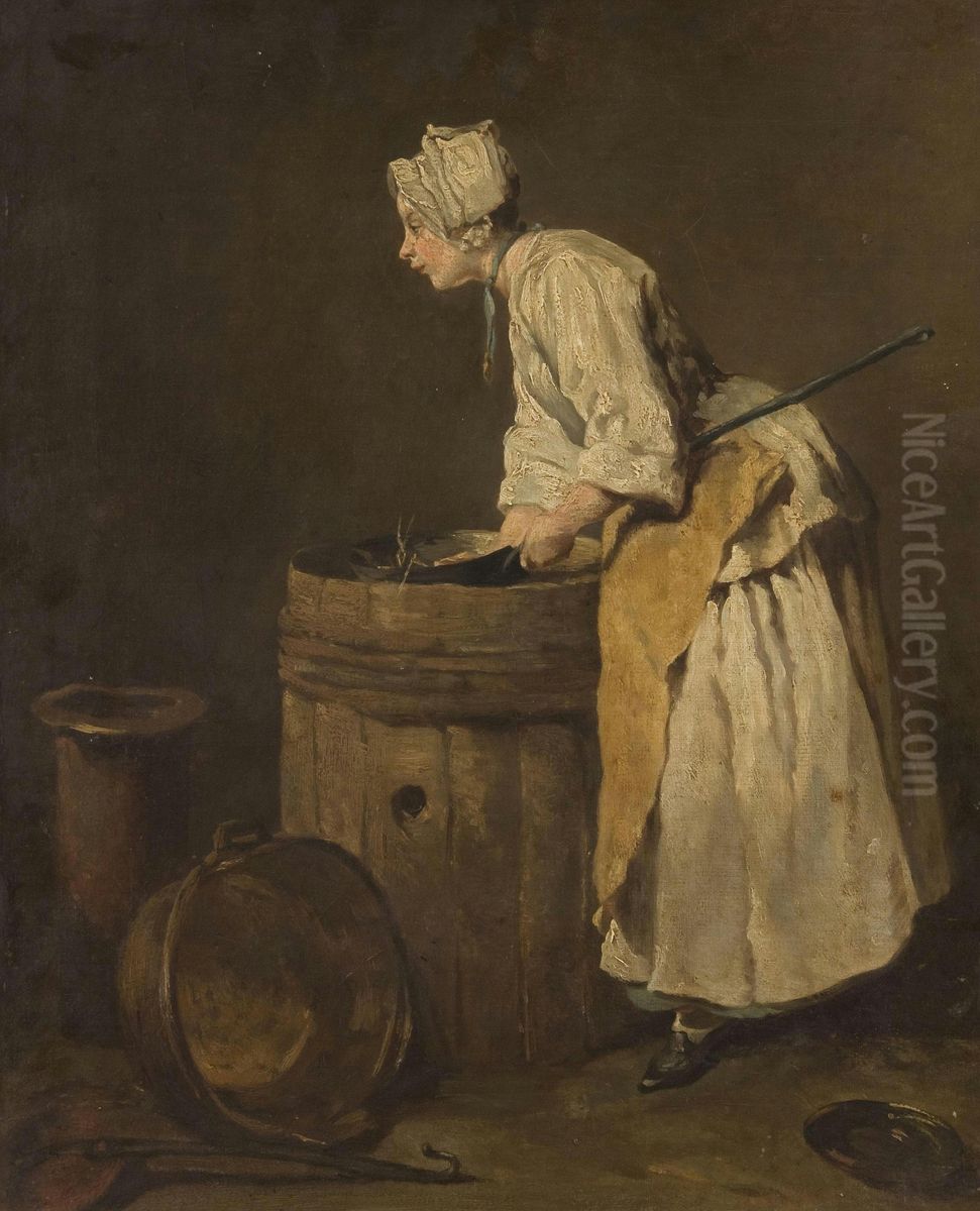 Scullery Maid Oil Painting by Jean-Baptiste-Simeon Chardin