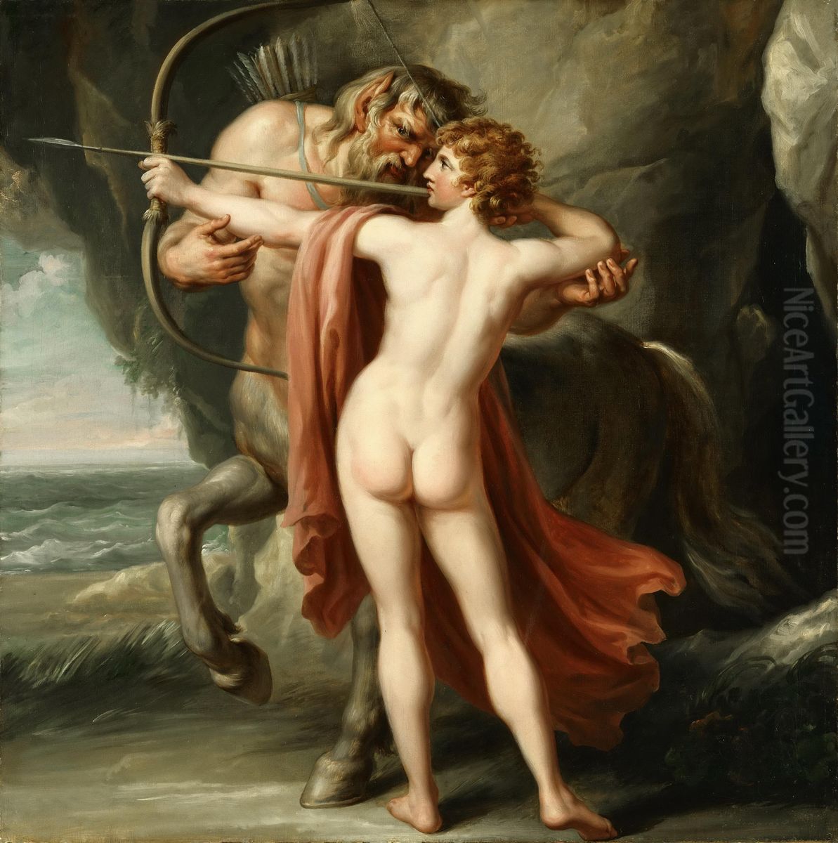 Chiron Instructing Achilles in the Bow Oil Painting by Giovanni Batista Cipriani
