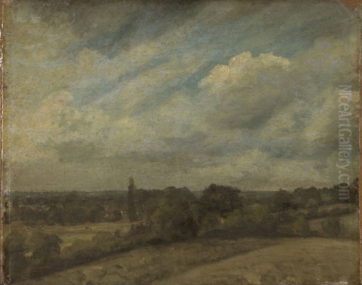 Landscape (possibly the Stour valley) Oil Painting by John Constable