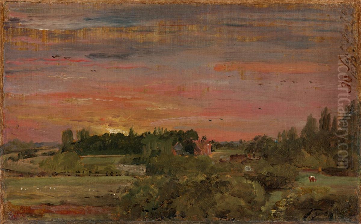 View toward the Rectory, East Bergholt Oil Painting by John Constable