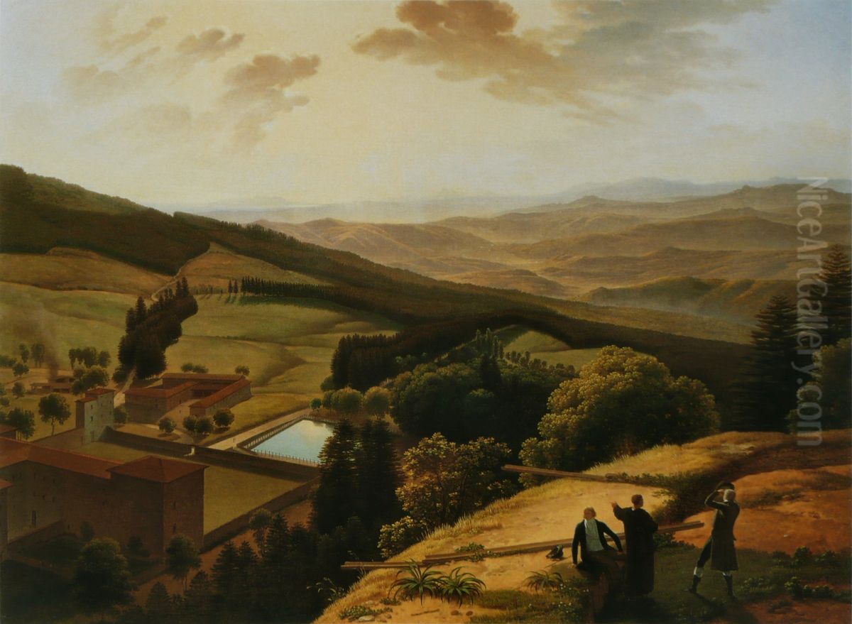 La vallee de l'Arno vue depuis le Paradisino de Vallombrosa Oil Painting by Louis Gauffier