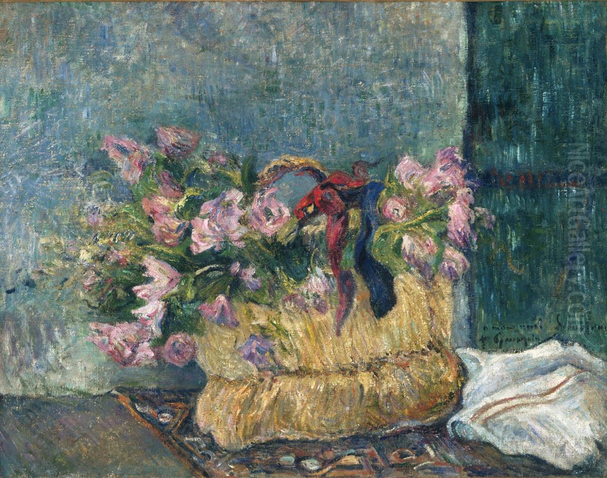 Panier de fleurs, ou Fleurs dans un panier Oil Painting by Paul Gauguin