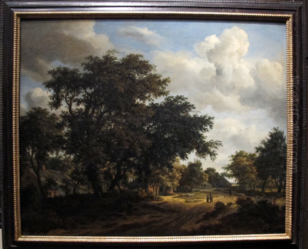 Landscape with a Wooded Road Oil Painting by Meindert Hobbema