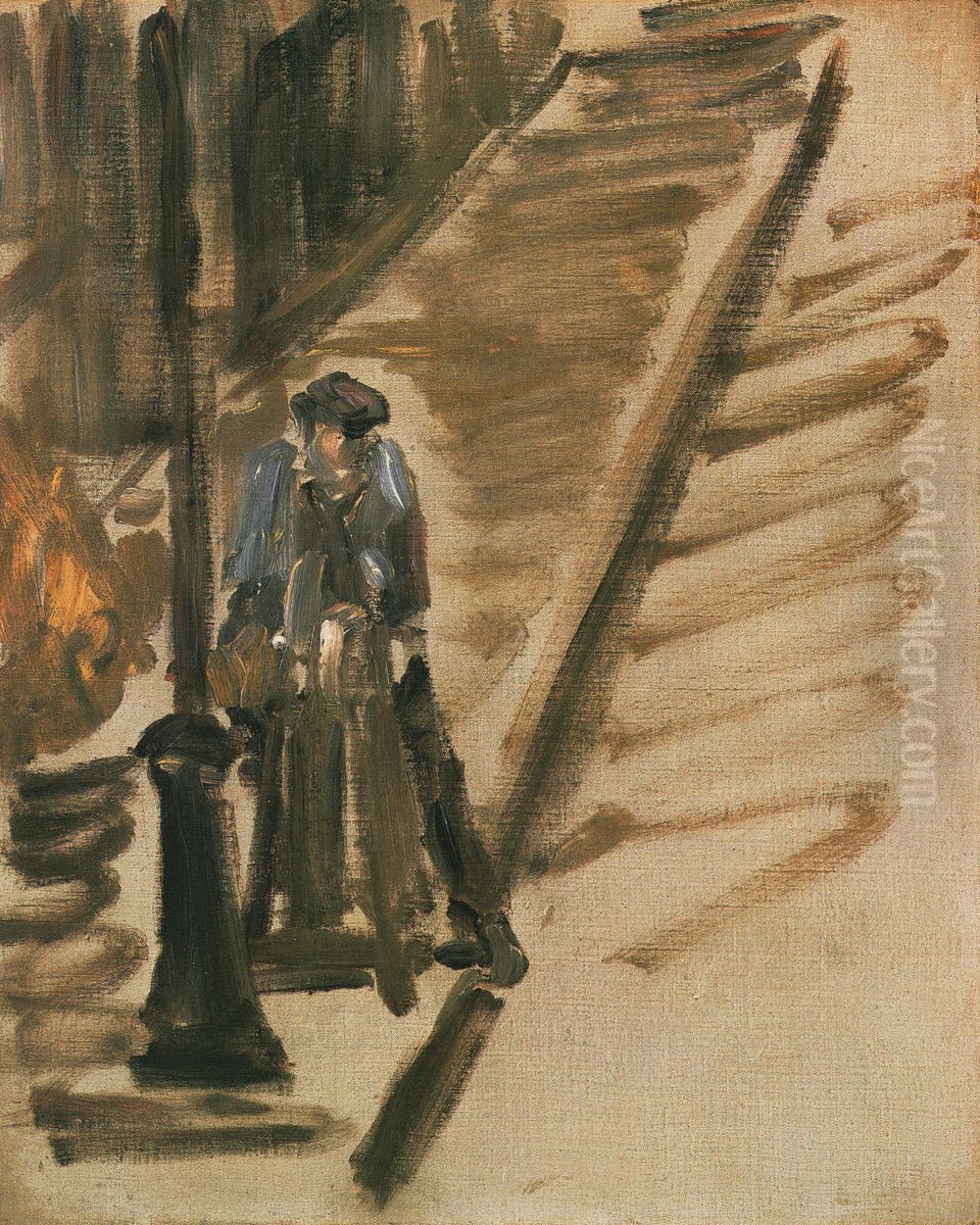 Rue Mosnier mit Messerschleifer Oil Painting by Edouard Manet
