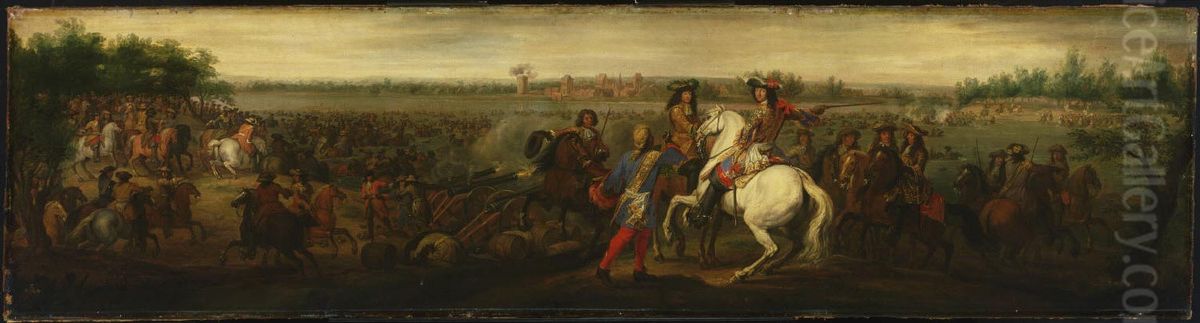 The passage of the Rhine on 12 June 1672 Oil Painting by Adam Frans van der Meulen