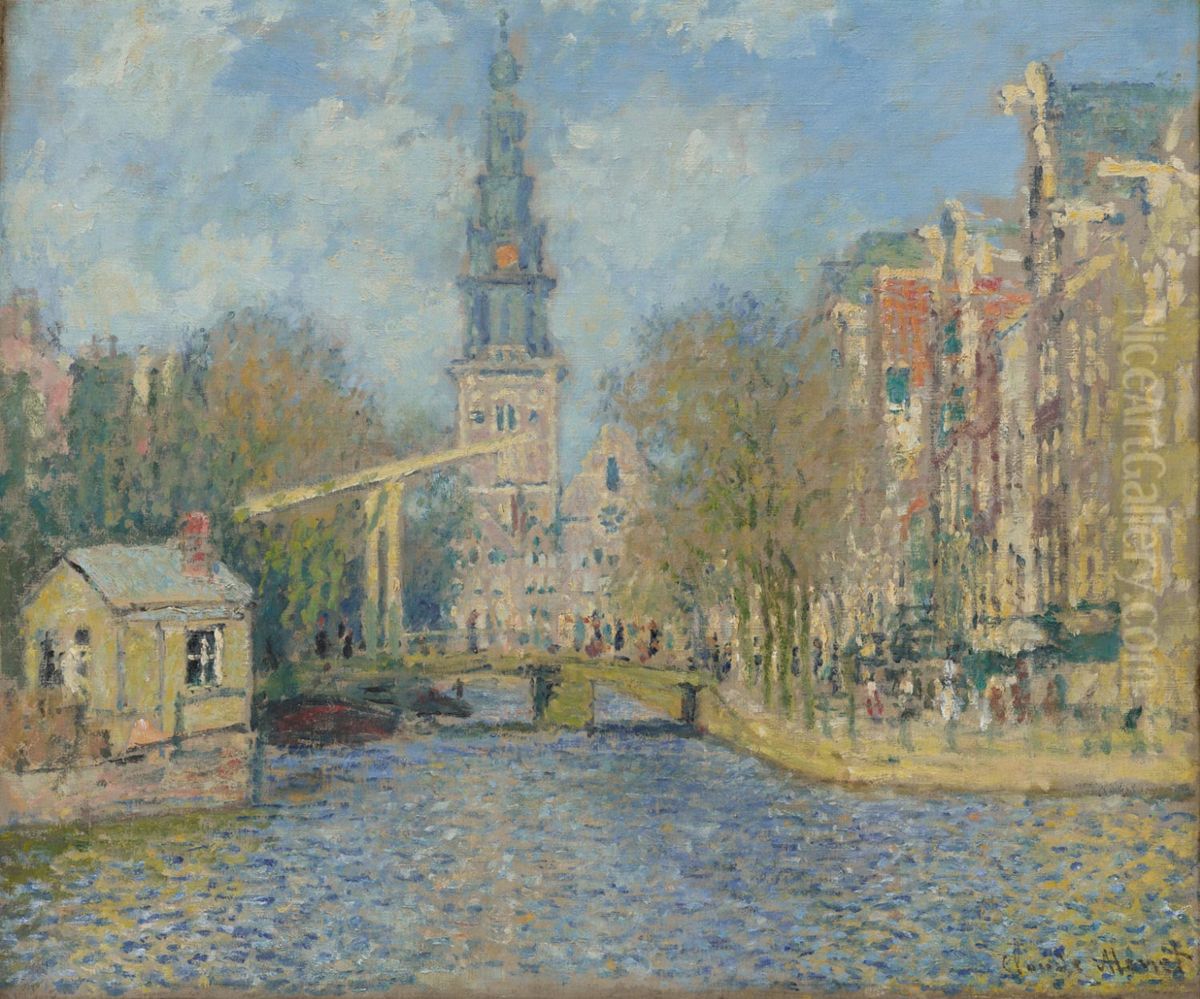 The Zuiderkerk, Amsterdam (Looking up the Groenburgwal) Oil Painting by Claude Oscar Monet