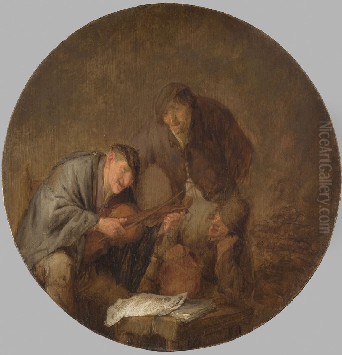 Peasants Making Merry Oil Painting by Adriaen van Ostade