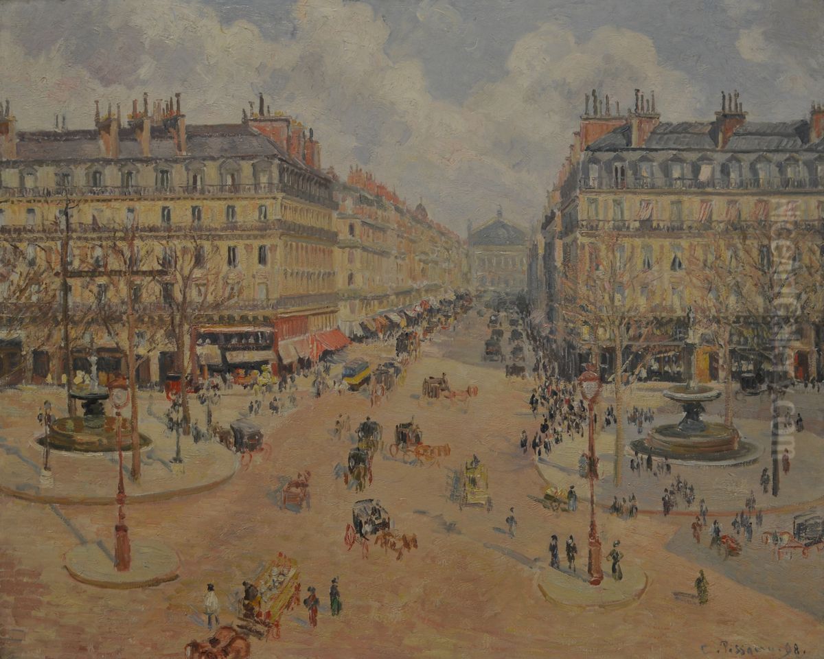Avenue de l'Opera, le soleil du matin Oil Painting by Camille Pissarro