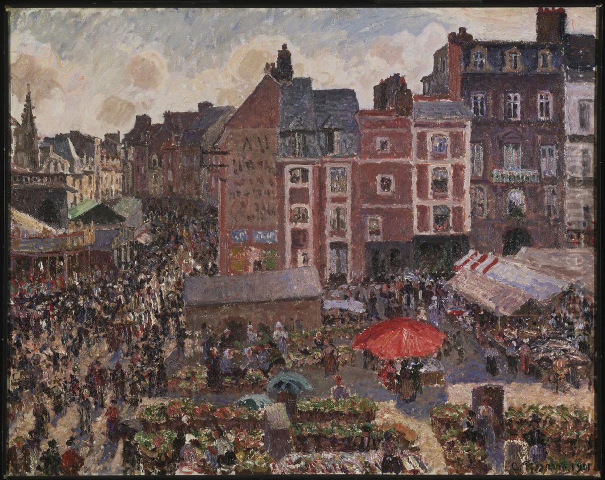 Fair on a Sunny Afternoon, Dieppe Oil Painting by Camille Pissarro