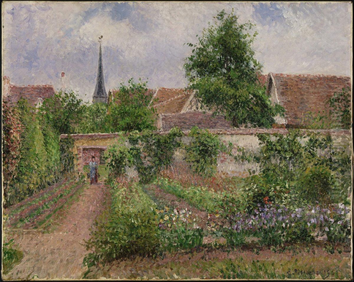 Vegetable Garden, Overcast Morning, Eragny Oil Painting by Camille Pissarro