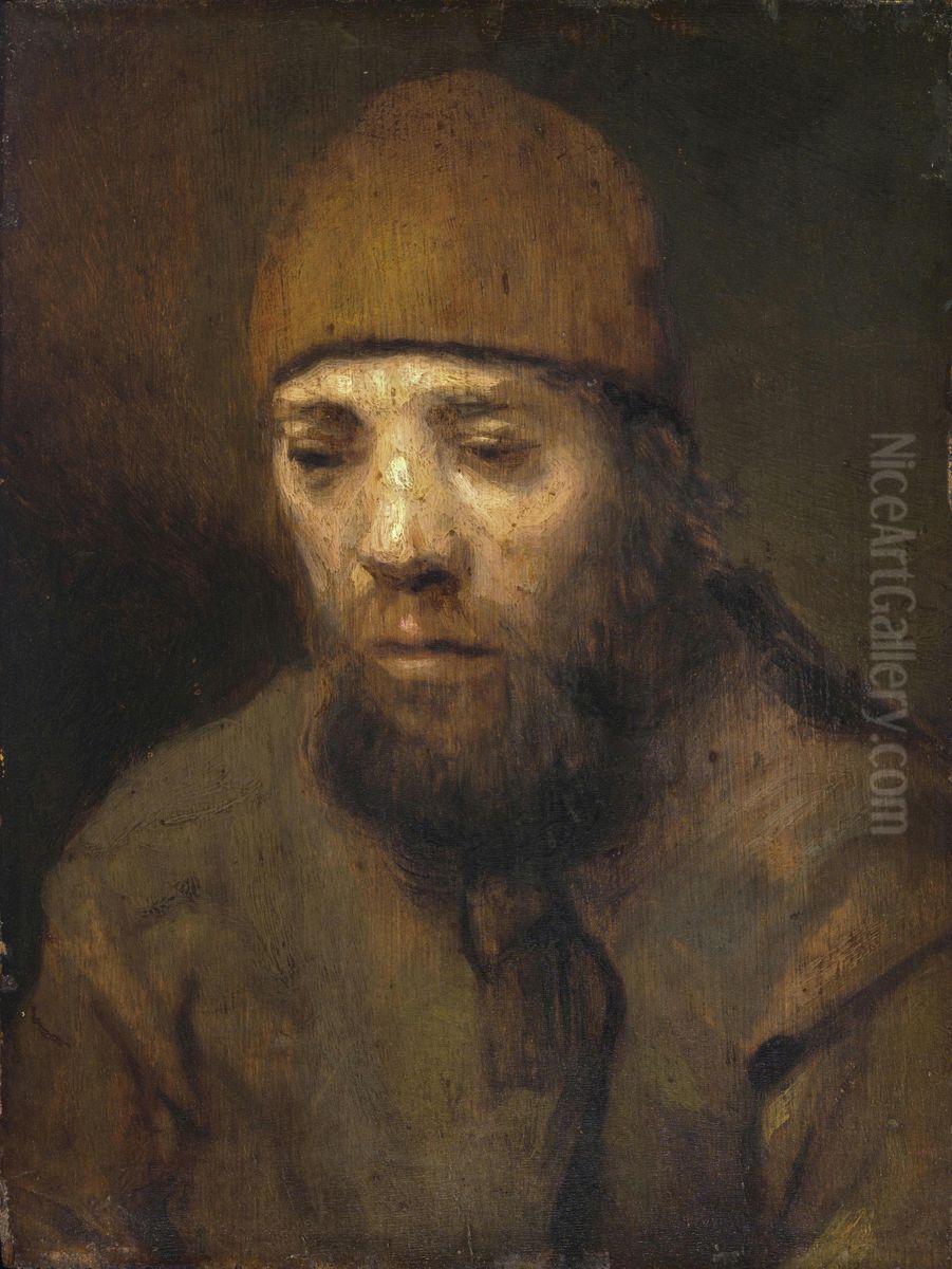 Head of an Old Man (Bearded Jew) Oil Painting by Rembrandt