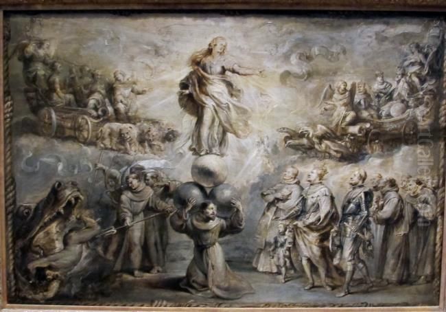 Allegorie op de Onbevlekte Ontvangenis van Maria door Franciscanen Oil Painting by (studio of) Rubens, Peter Paul
