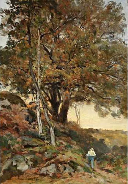 Foret Defontainebleau, La Croix Du Calvaire Oil Painting by Armand Theophile Cassagne
