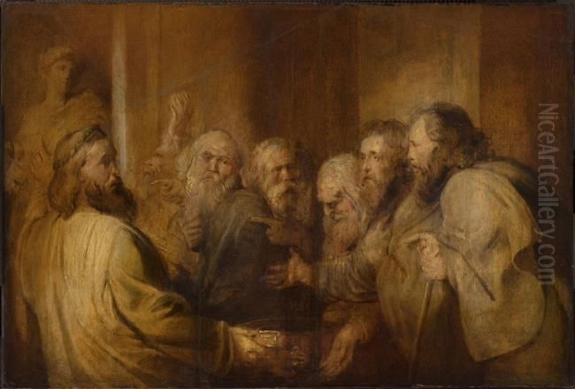 The Seven Sages disputing over the Tripod Oil Painting by (studio of) Rubens, Peter Paul