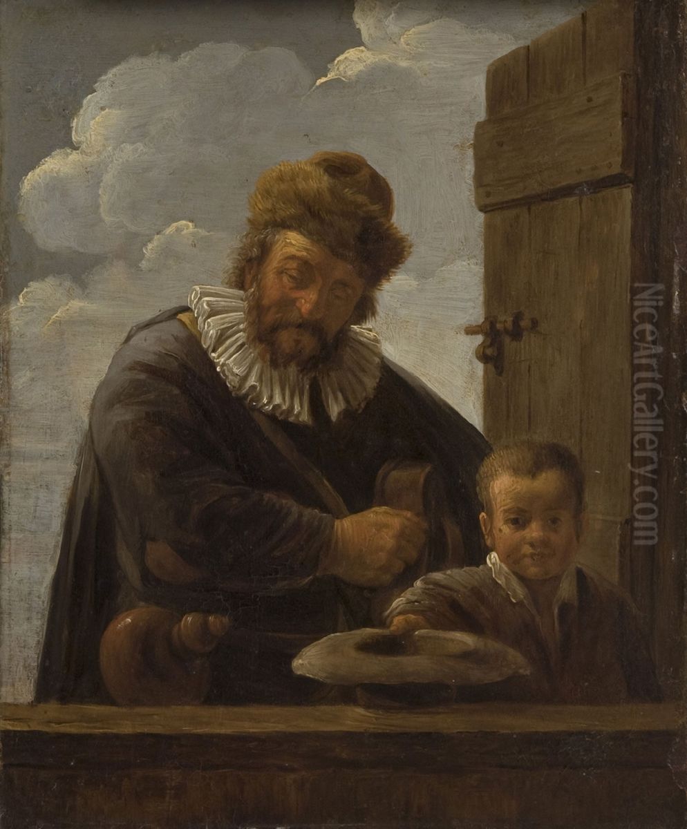 Organ Player Oil Painting by David Ryckaert III