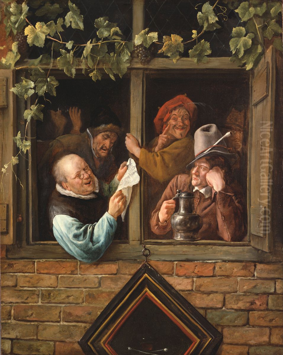 Rhetoricians at a Window Oil Painting by Jan Steen