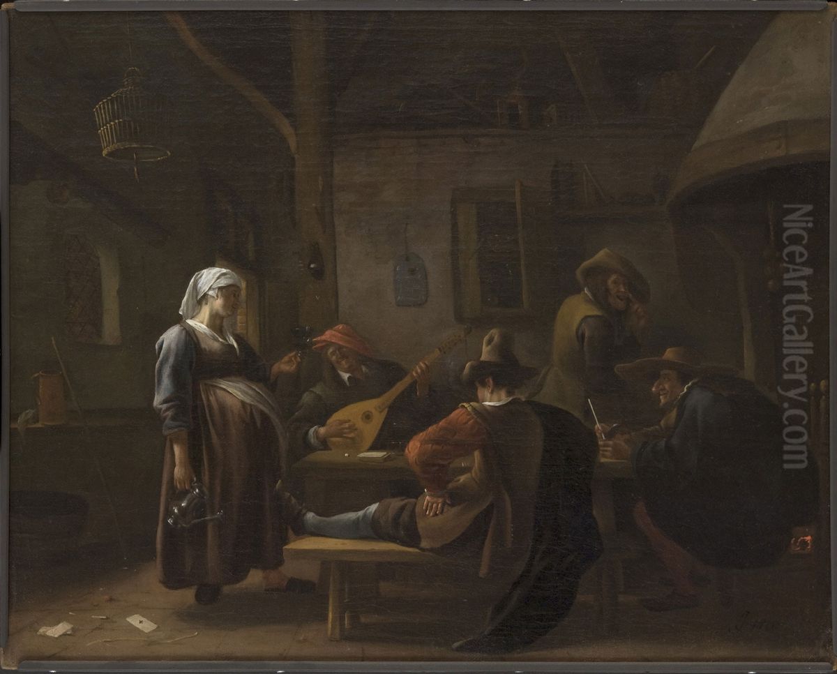 Tavern Scene with a Pregnant Hostess Oil Painting by Jan Steen