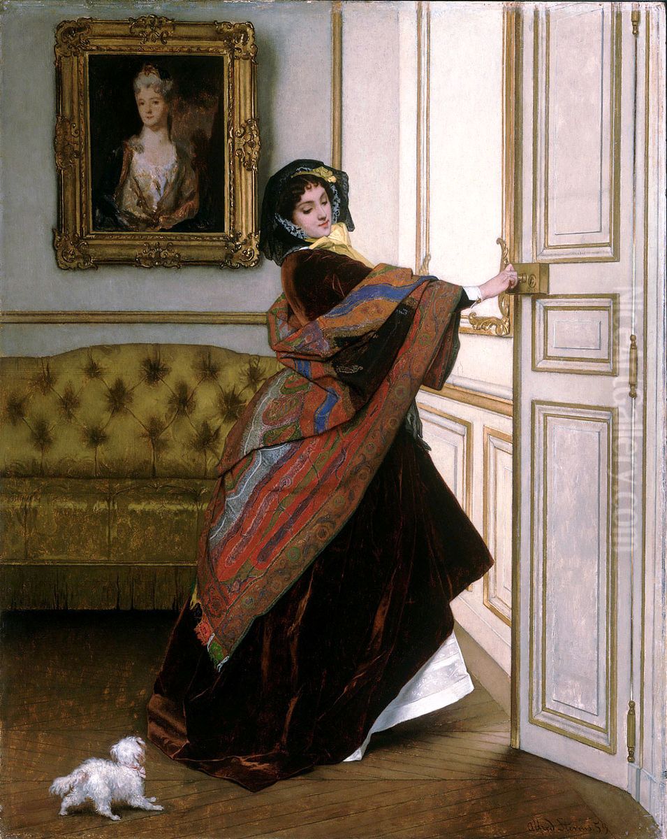 Veux-do sortir avec moi, Fido? Oil Painting by Alfred Stevens