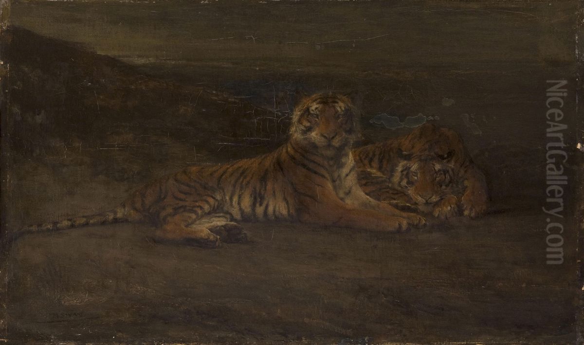Tigers Oil Painting by John Macallan Swan
