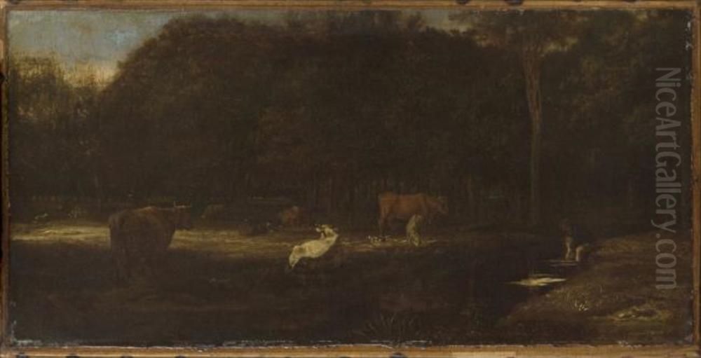 Landscape with cattle in a meadow Oil Painting by Adriaen Van De Velde
