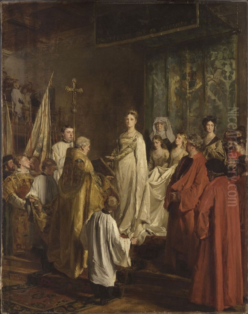 Mary of Burgundy Granting the Great Privilege Oil Painting by Emile Charles Wauters
