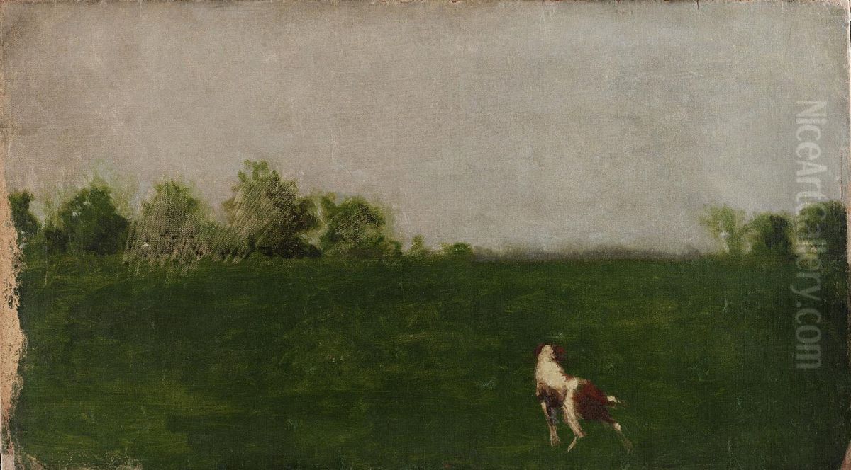 Landscape with a Dog Oil Painting by Thomas Cowperthwait Eakins