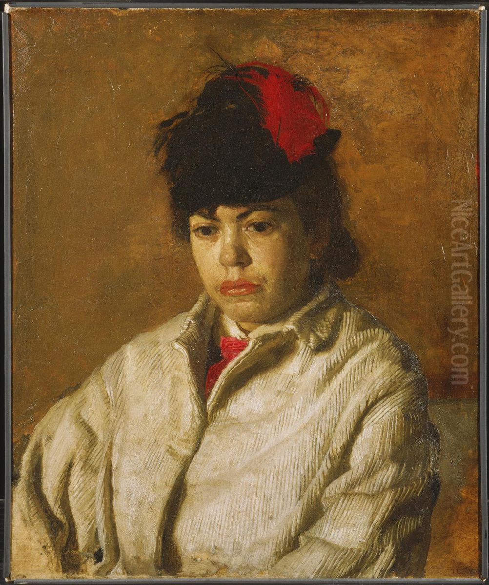 Portrait of Margaret Eakins in a Skating Costume Oil Painting by Thomas Cowperthwait Eakins