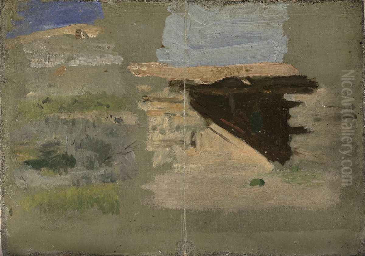 Sketch for Cowboys in the Bad Lands Oil Painting by Thomas Cowperthwait Eakins