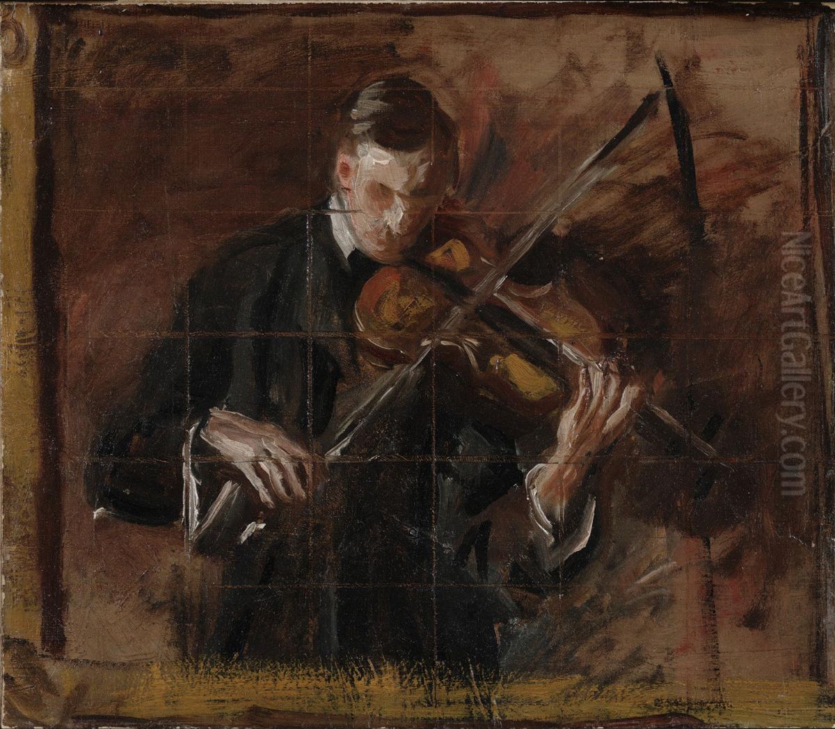 Sketch for Music (The Violinist) Oil Painting by Thomas Cowperthwait Eakins