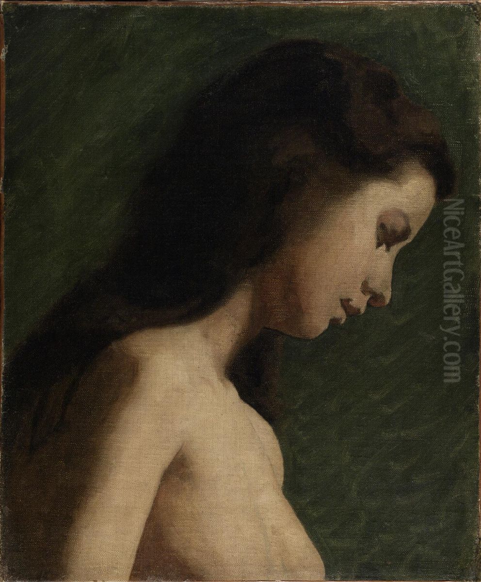 Study of a Young Woman Oil Painting by Thomas Cowperthwait Eakins