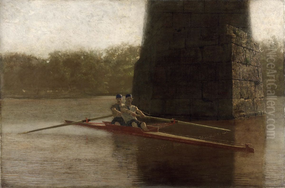 The Pair-Oared Shell Oil Painting by Thomas Cowperthwait Eakins