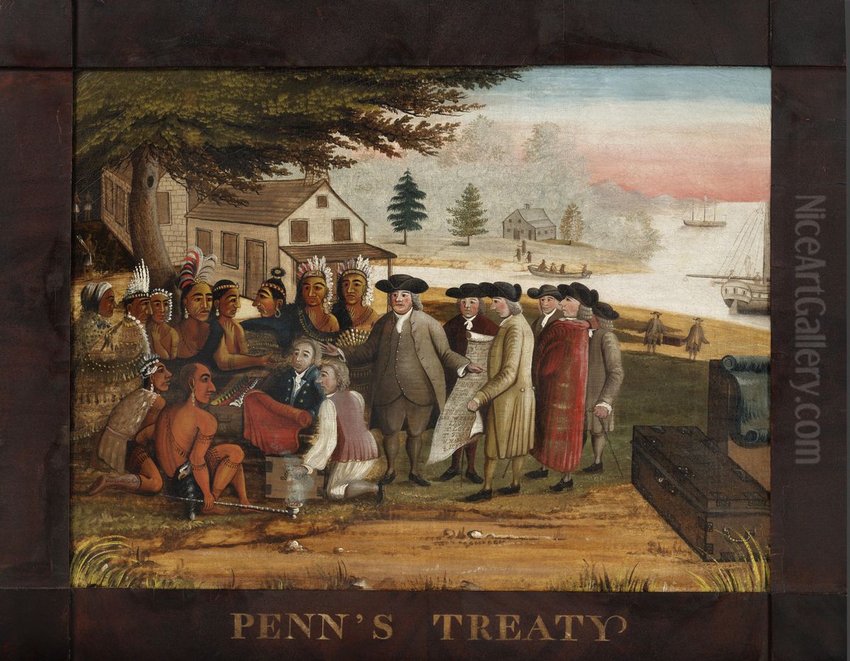 Penn's Treaty [with the Indians] Oil Painting by Edward Hicks