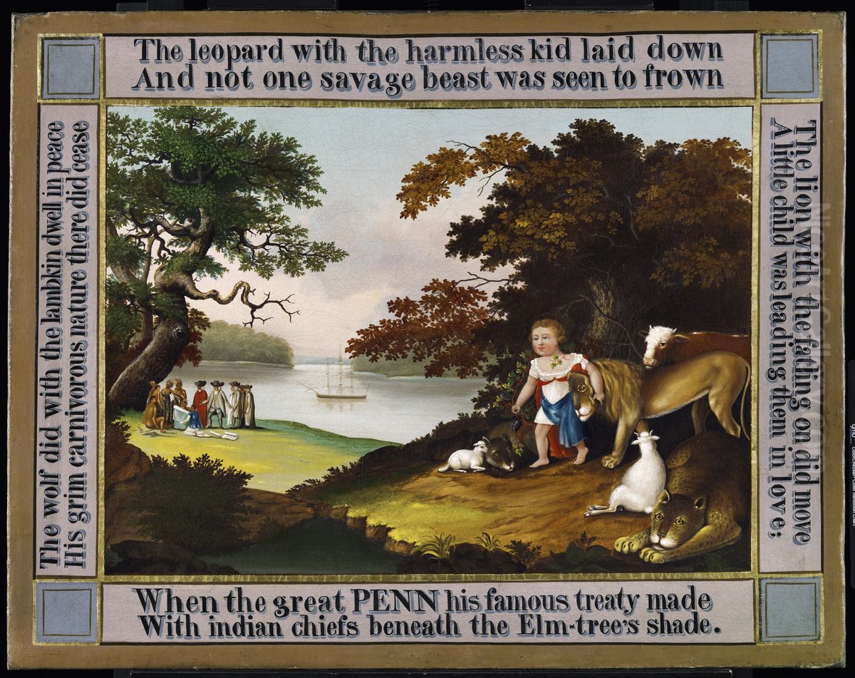 The Peaceable Kingdom Oil Painting by Edward Hicks