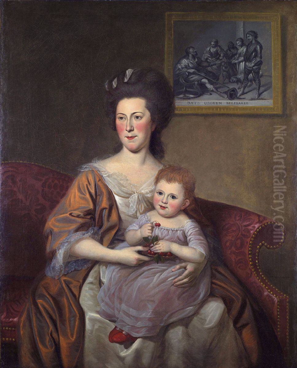 Portrait of Mrs. Thomas McKean (Sarah Armitage) and Her Daughter, Maria Louisa Oil Painting by Charles Willson Peale