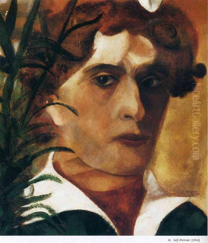 Self-Portrait with White Collar Oil Painting by Marc Chagall