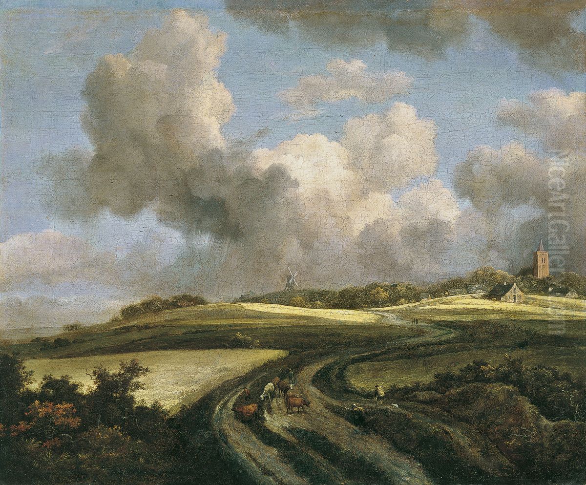 Weg door korenvelden in de buurt van de Zuiderzee Oil Painting by Jacob Van Ruisdael