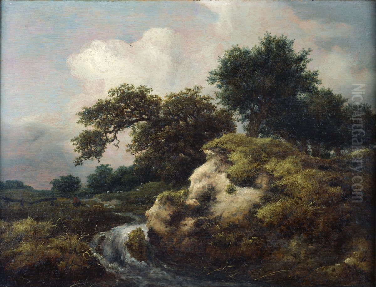 Landscape with Dune and Small Waterfall Oil Painting by Jacob Van Ruisdael